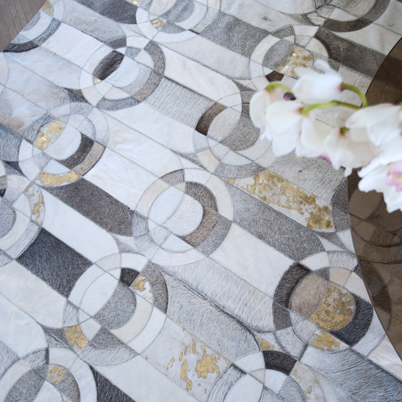 HANDPICKED BY ART HIDE Cowhide Geometric Area Rug, Rectangle 5'8.9'' x 7'10''