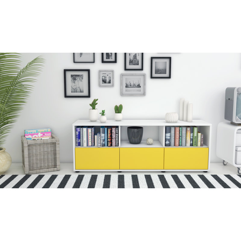 Wunsch Unfinished TV Stand for TVs up to 60, Yellow / Matte White
