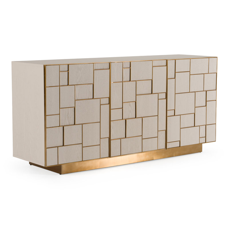 Auer 3 Door Sideboard, Cream Ash/Gold
