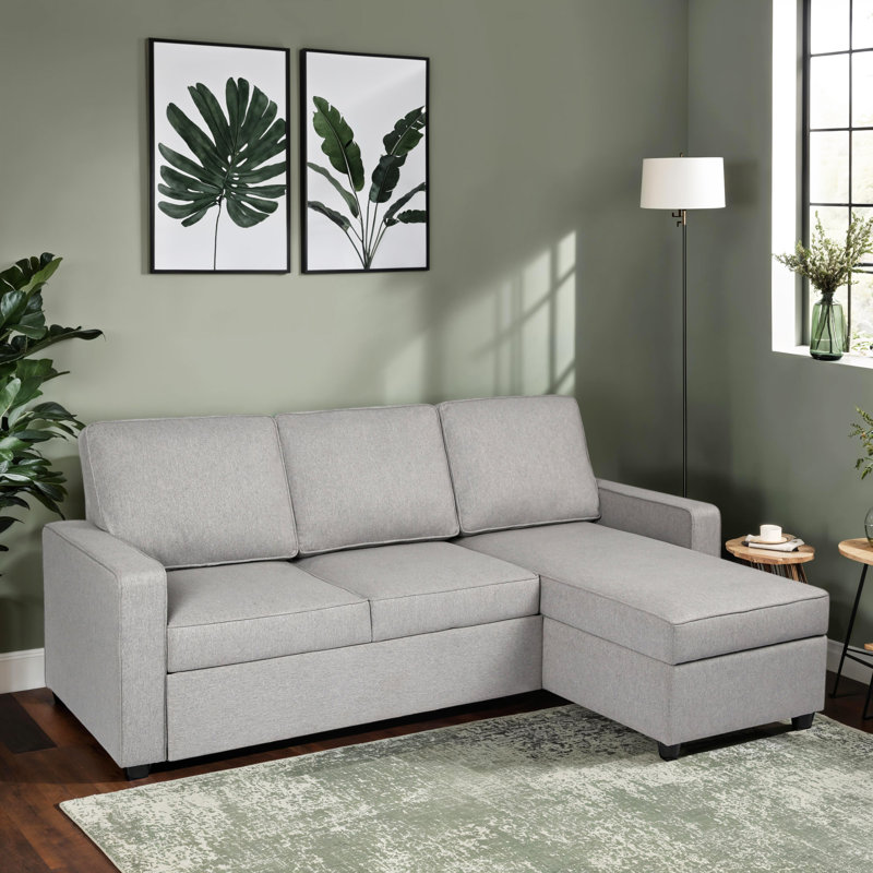 Razzak 3 Seater Linen Sofa Bed, Light Grey