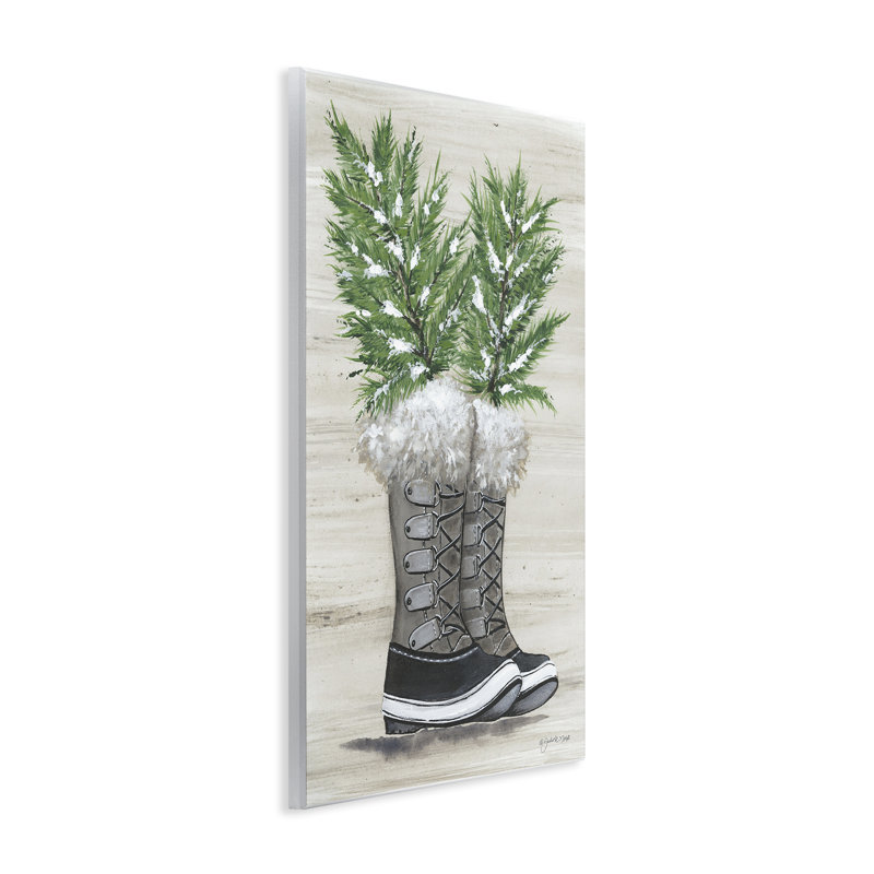 "Winter Sprig in bottes", art mural par Julie Norkus, H 15 po x l 10 po