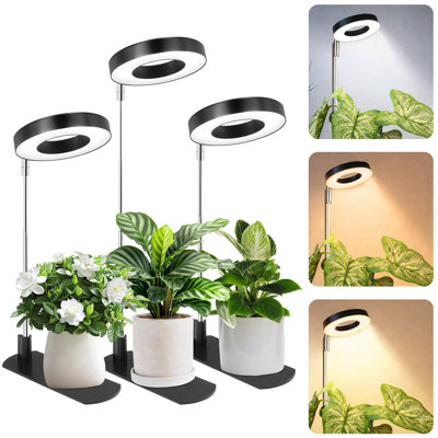 Grow Light For Indoor Plants,Full Spectrum Plant Light With Base,Height Adjustable Plant Grow Lamp With Auto Timer 6/8/12/16H, 3 Colors,5 Dimmable Brightness, For Small Plants,Black, 3 Packs