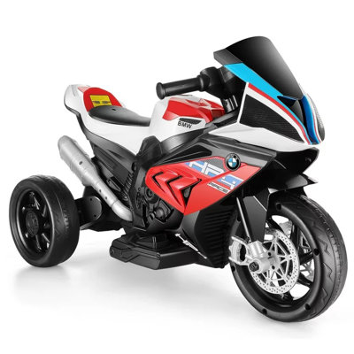 Alex BMW 12V Kids Motorcycles Battery Powered Ride On Toy w/ 3 Wheel Headlight, Horn, Music, MP3, USB Port