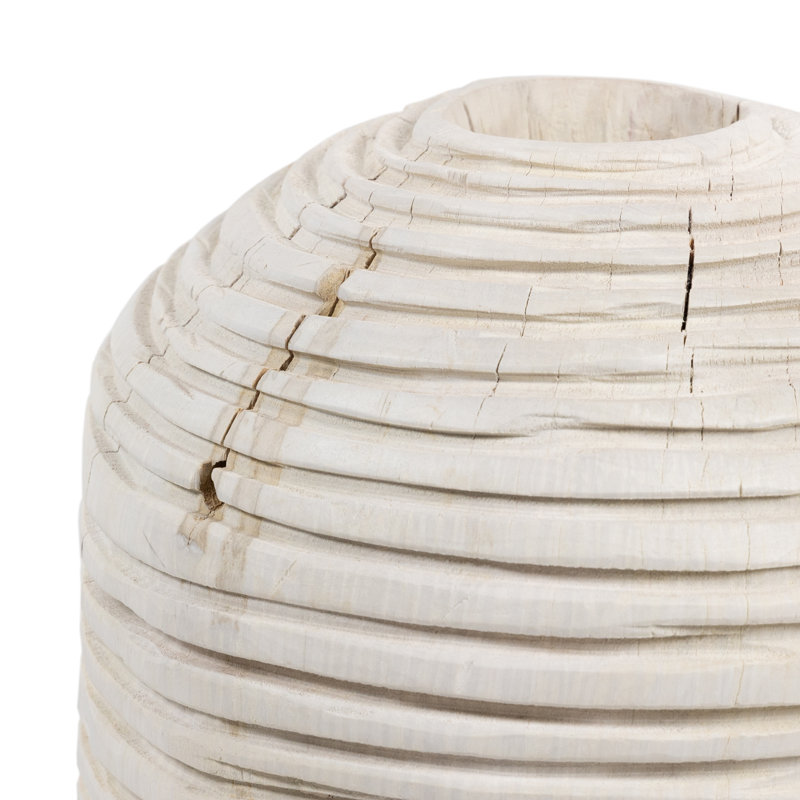 Beto Handmade Wood Table Vase, Ivory