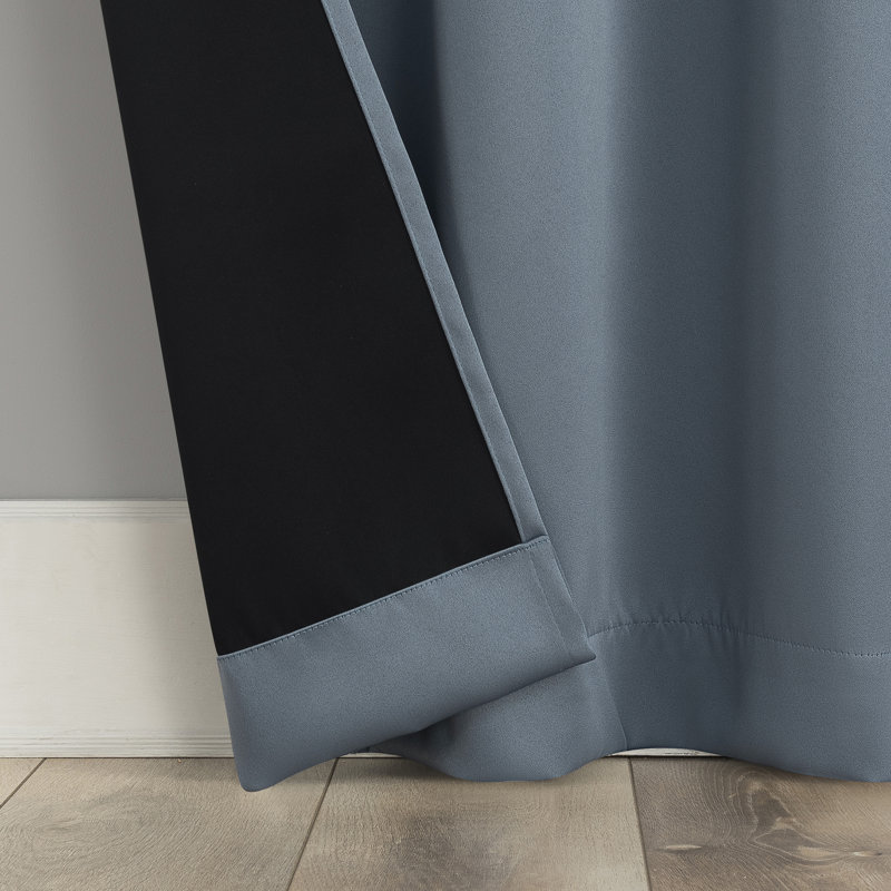 Denim Blue Polyester 52" x 63" Blackout Curtain Panel Pair