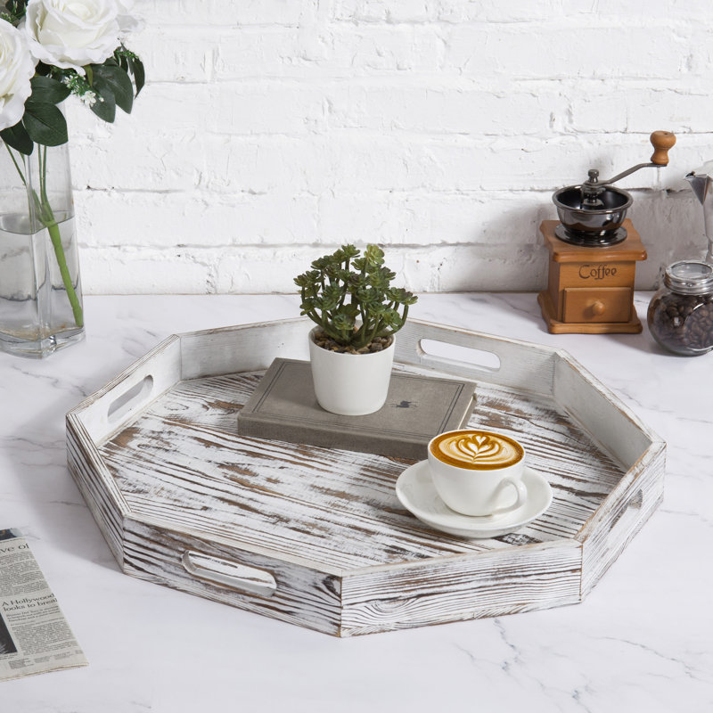 Luziano Octagonal Wood Ottoman/Coffee Table Tray