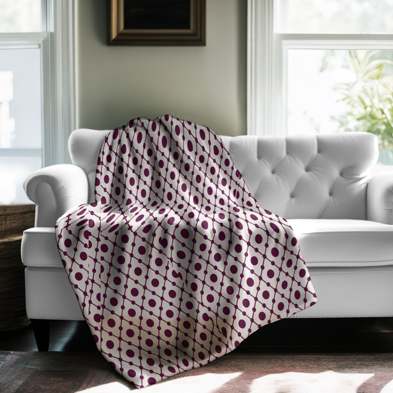 Polka Design mauve - couverture en sherpa de qualité supérieure 1 pièce, L 50 po x L 60 po
