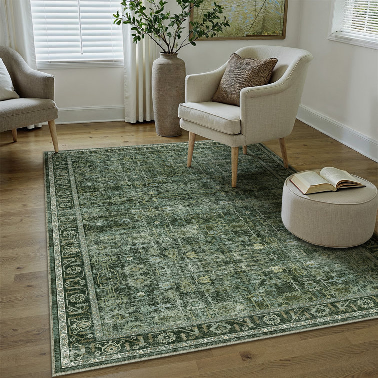 Tapis vert lavable avec envers antidérapant Ladonya