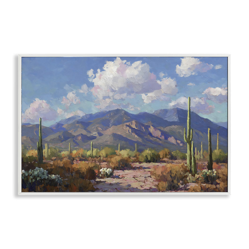 Giclée encadrée, "Desert Mountains at Sunset Glow", design par Gina Kelly, 16 x 24, Coastal White Giclee Framed