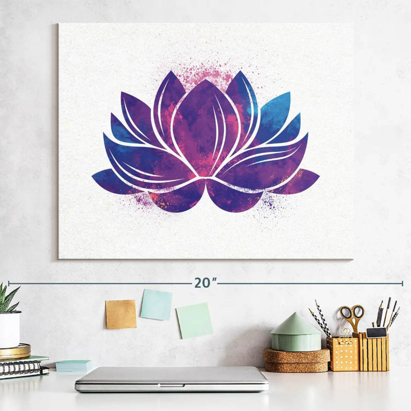 Silhouette de lotus mauve, H 12 po x l 15 po x P 1,25 po
