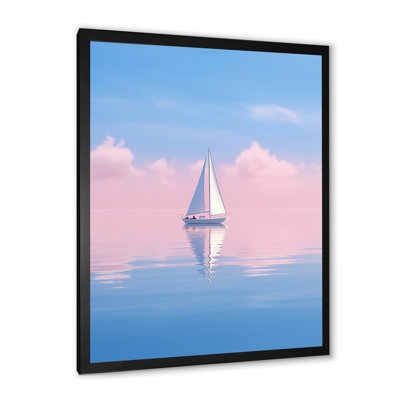 «Solitaire voilier tranquillité pastel coucher de soleil I» sur toile