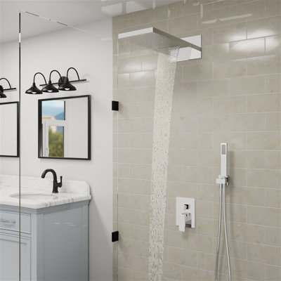 Système de douche à pluie et cascade avec pomme de douche à jet d'eau