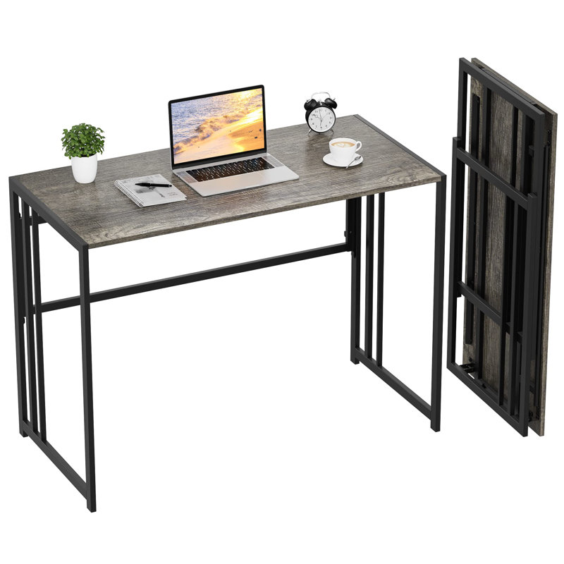 Metal Base Computer Desk, Black Oak/Black