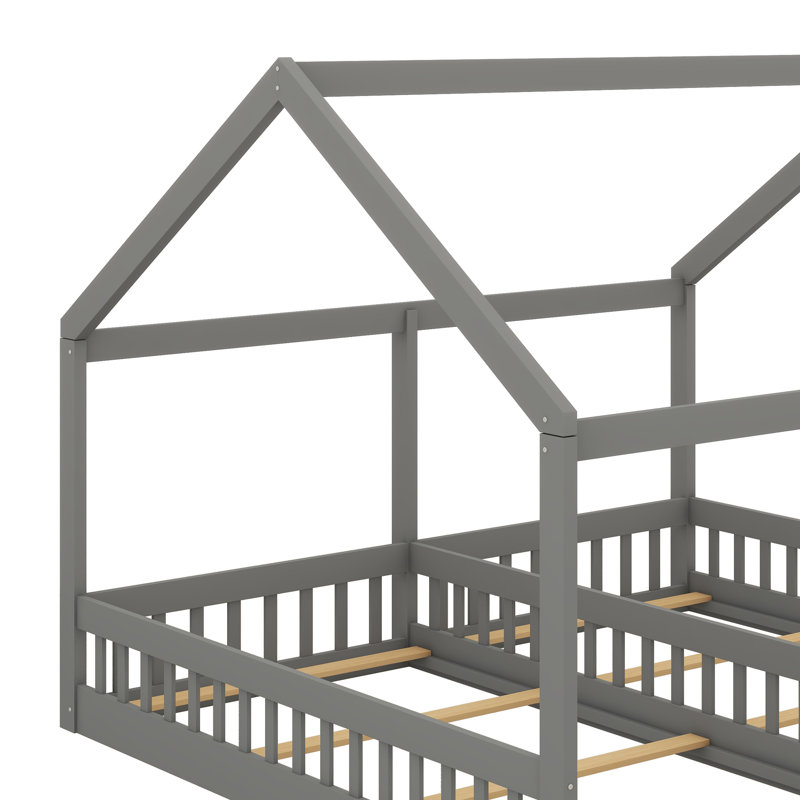 Nalani Twin House Platform Beds, Two Shared Beds, Gray