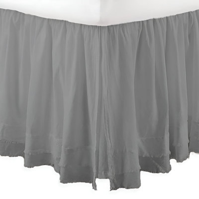 400TC Sateen Solid Cotton Fringe Ruffle Bed Skirt Upto 50" Drop Length