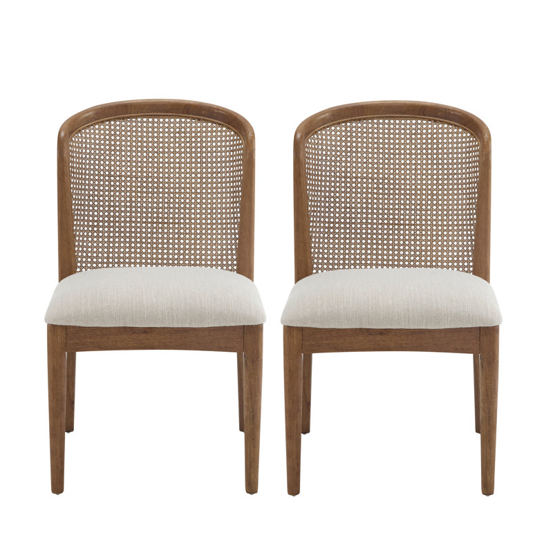 Apolo 5-Piece Wood & Rattan Dining Set, Brown, White