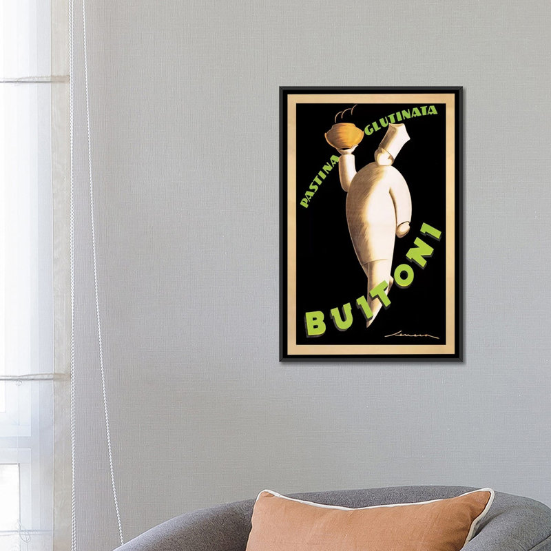 « buitoni, 1928 » par federico seneca, impression sur toile, H 26 po x l 18 po x P 1,5 po, Toile avec cadre noir