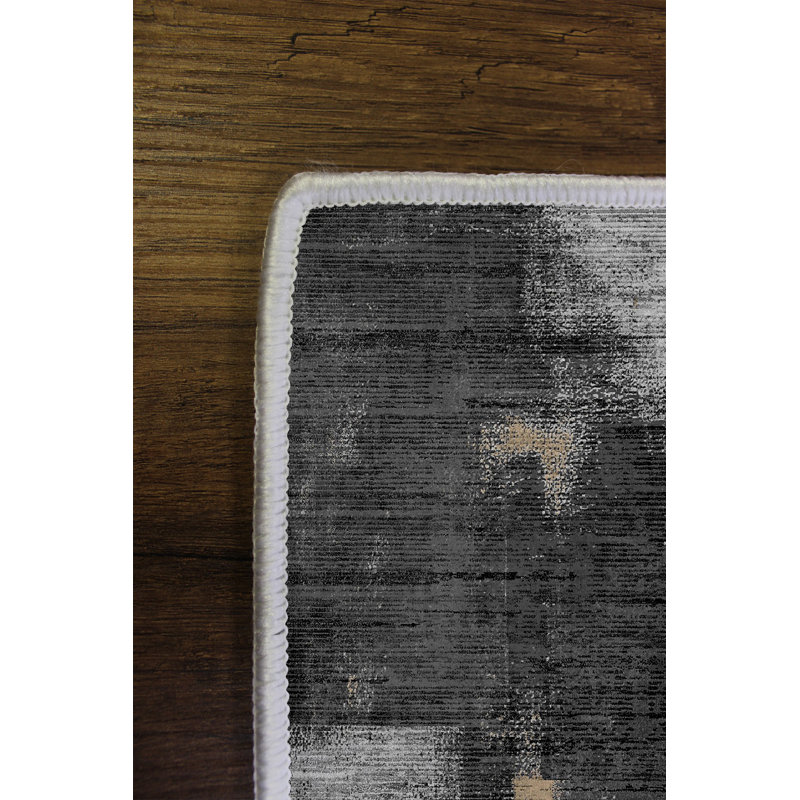 Premium Area Rug (2.6 x 4.0 ft), Grey, 100% Polyester, 650 g/m² | Pile Height: 0.2 in, Digital Print, Antibacterial, Eco-Friendly, Non-Slip PVC Dot Underside | Machine Washable, Ideal for Living Room & Bedroom Décor
