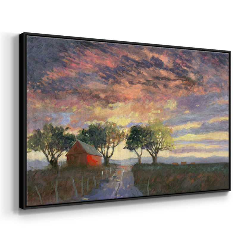 Feu dans le ciel, reproduction sur toile, H 25 po x l 37 po x P 2 po, Noir