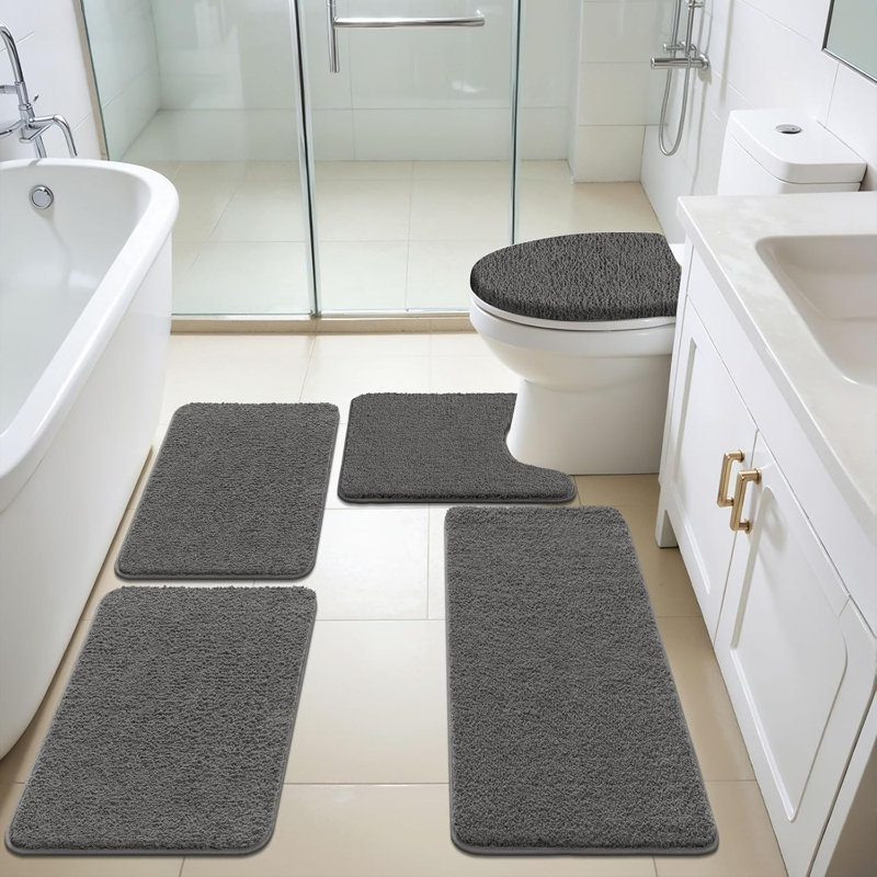 Bathroom Rugs Set, Gray
