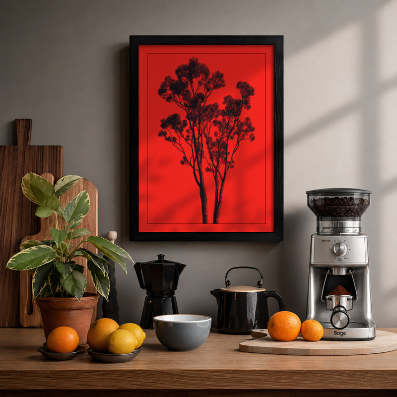 Dark Bloom Rising Botanical - Framed Print, Black, A4 - 29.7 x 21.0 cm