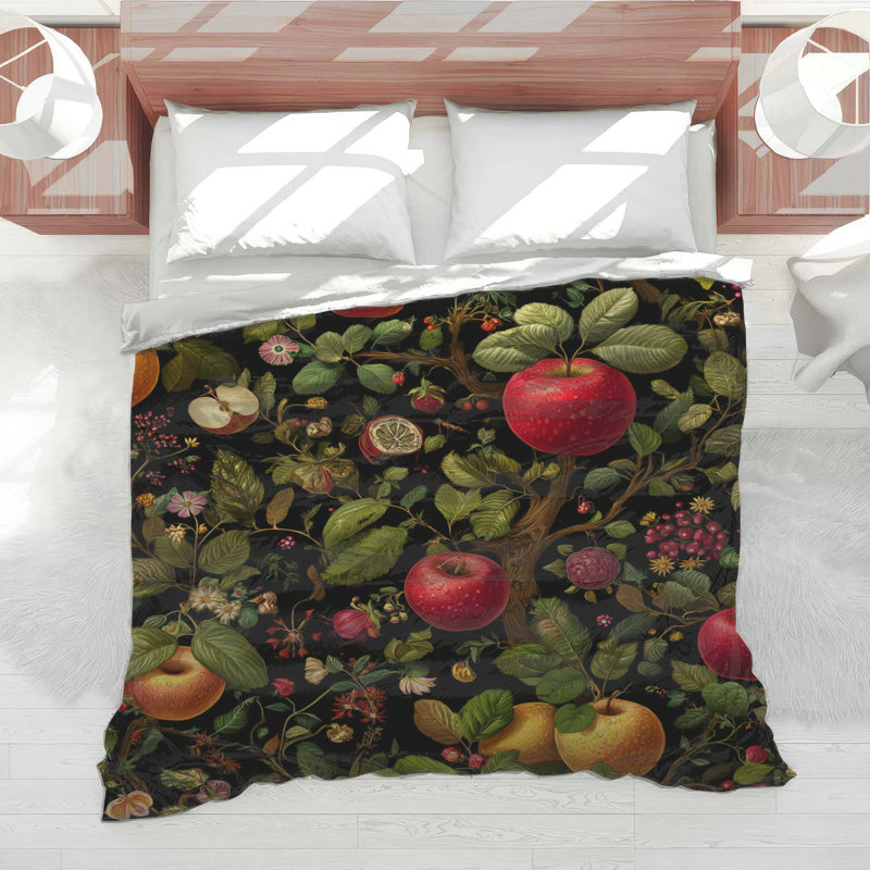 Édredon à motif floral pommes rétro, Grand lit