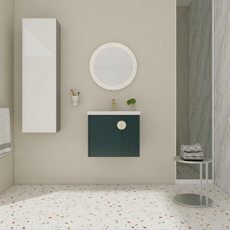 Meuble-lavabo 24 po avec lavabo, pour petite salle de bain, meuble-lavabo avec porte à fermeture en douceur, Vert