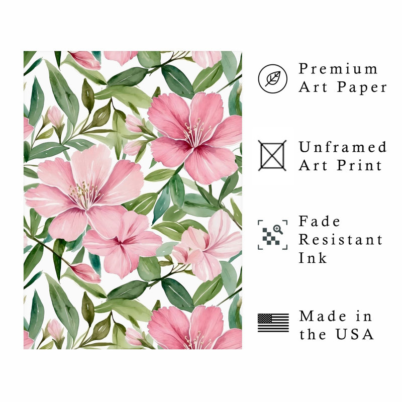Impression florale sans cadre, H 16 po x l 12 po