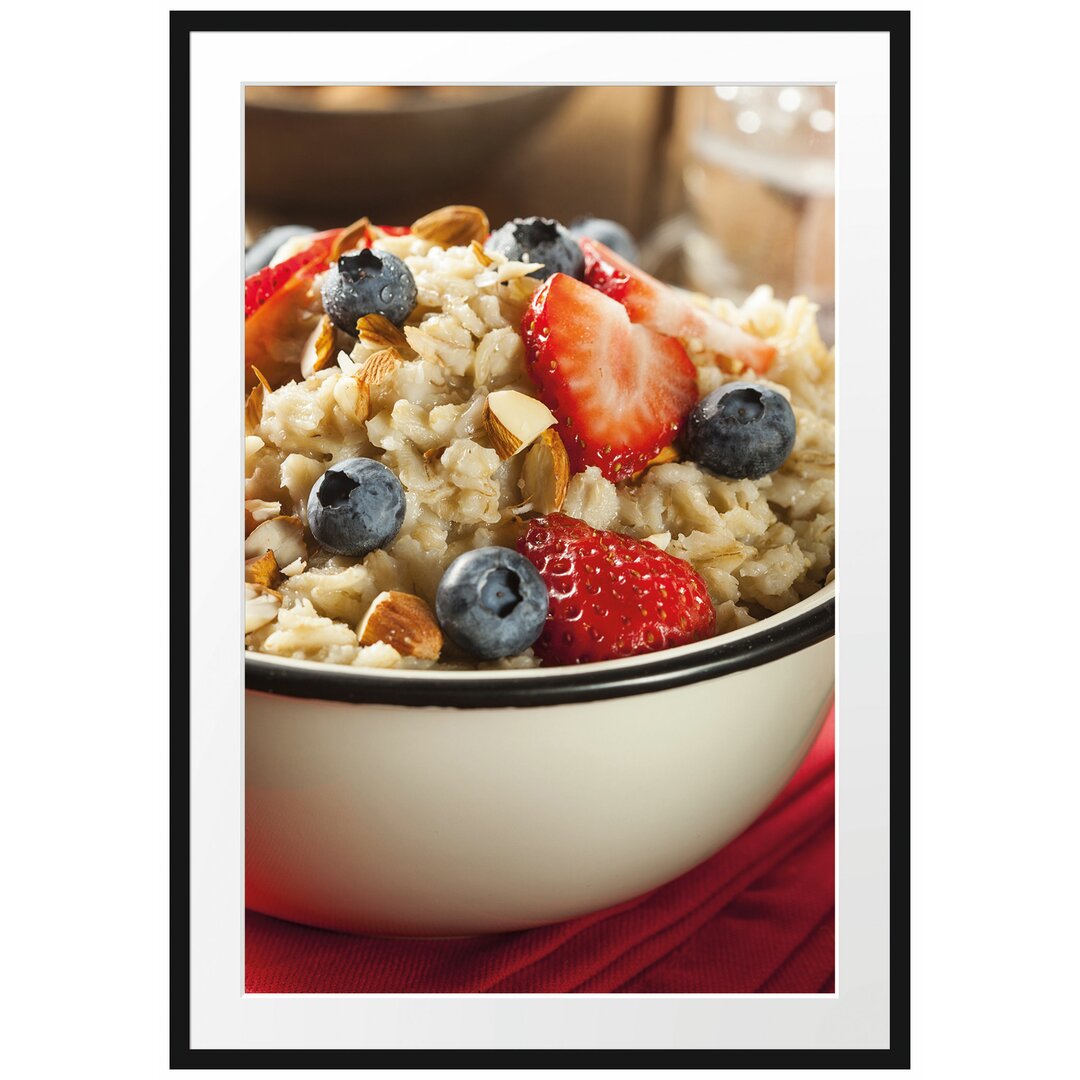 Gerahmtes Poster Porridge - Haferbrei mit Beeren