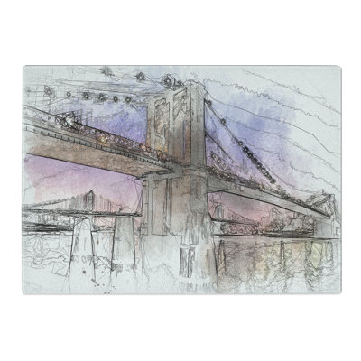 Tempered Glass Brooklyn Bridge at Night Chopping Board