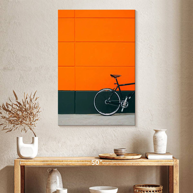 Mehar Bicycle On Orange, 39" H x 26" W