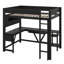 Lit mezzanine moderne en bois pleine grandeur avec bureau intégré, station de charge, lumière DEL, tablette de rangement, organisateur en tissu et rails de sécurité-91081905