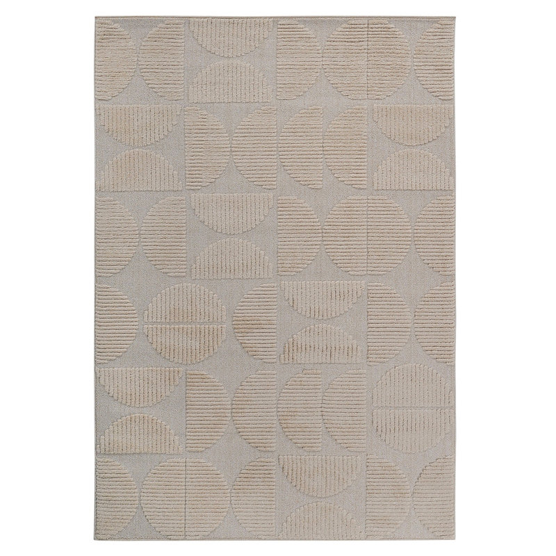 Step Collection High-Low Beige Indoor Area Rug, 2'X3', Modern, Contemporary, Geometric, Bohemian, Bedroom, Kitchen, Living Room, Doormat, Non Shedding Carpet