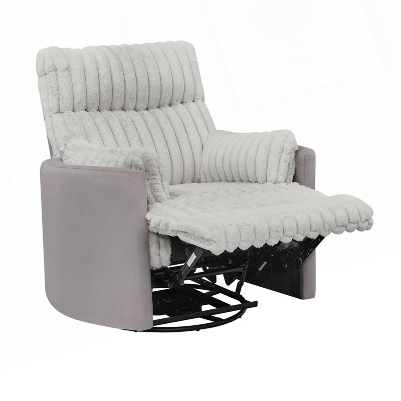 Fauteuil inclinable manuel en velours côtelé, Gris