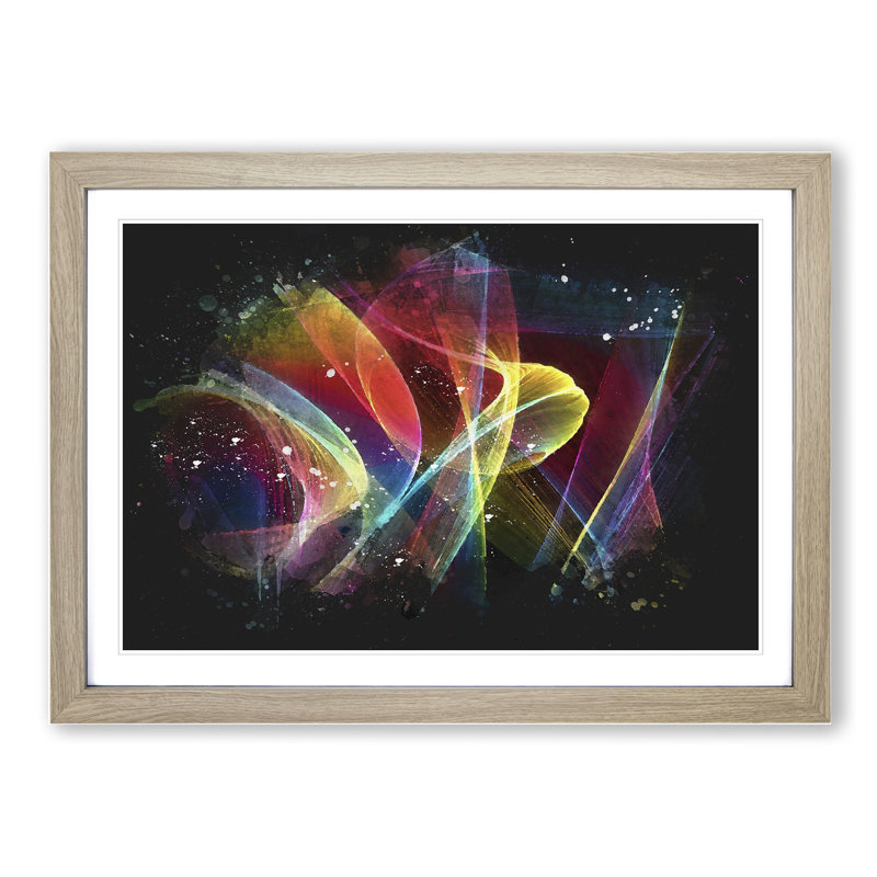 Rainbow Smoke Vol (2) - Picture Frame Painting, 36cm H x 48cm W x 2cm D, Oak Framed