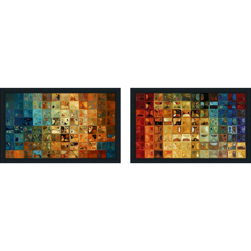 "Modern Tile Art" sur toile n ° 11, 2009 - Ensemble de 2 reproductions d'art sur toile encadrées