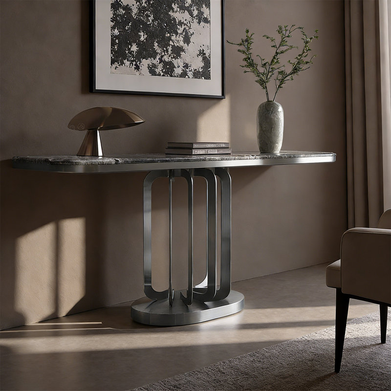 Console Modern, Noir/gris, H 33,46 po x l 59,06 po x P 13,78 po