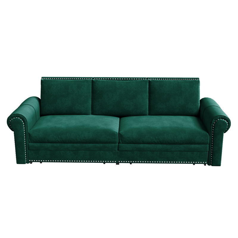 Canapé-lit gigogne 93,7 po Chesterfield, canapé-lit convertible 3-en-1 en velours