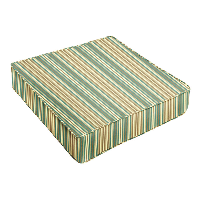 Outdoor Dining Chair Back Cushion, 5" H x 25" W x 25" D, Green/Beige