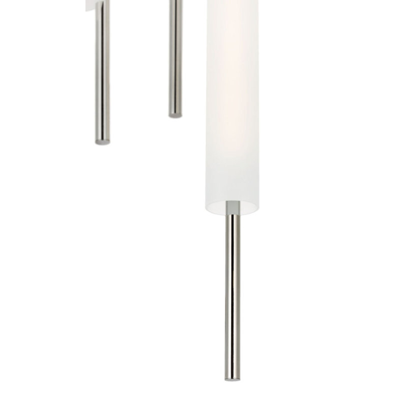 Windchime Chandelier with Soft Etched Glass, 39" H x 11.25" W x 11.25" D, Polished Nickel, 3 Lights