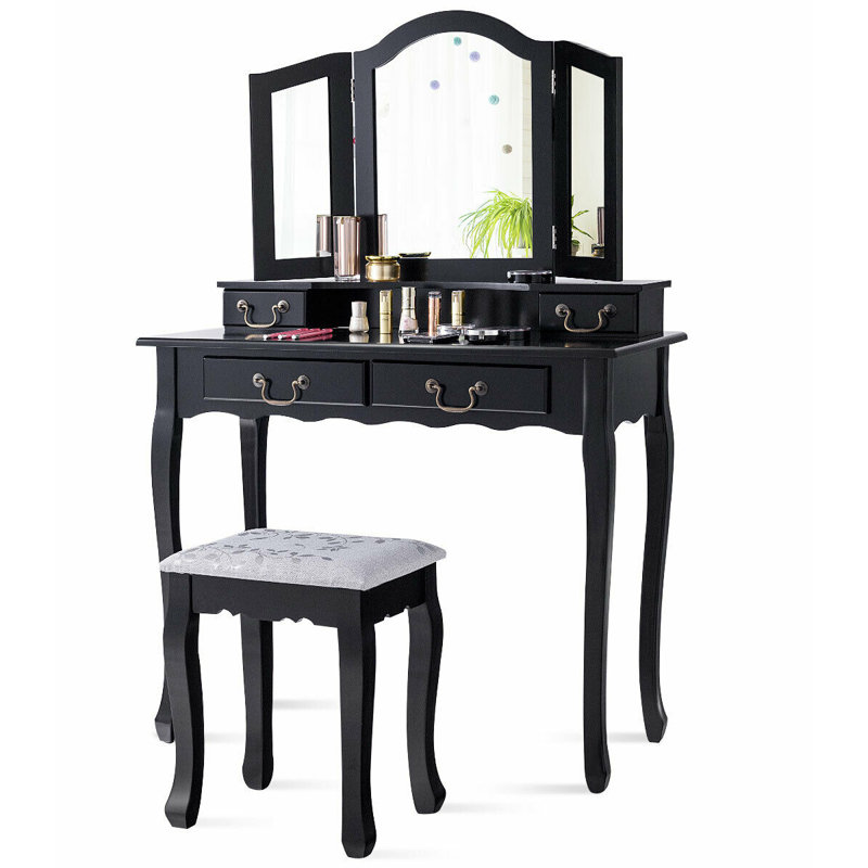 Ensemble de meuble-lavabo avec tabouret Garver, Noir