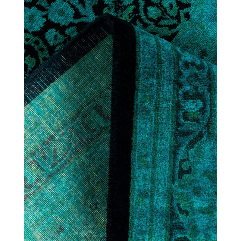 Tapis bleu noué à la main de conception unique Holsworth - bleu