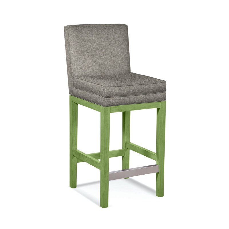 Upholstered Stool, Black Finish, Basic Grey; 0317-83