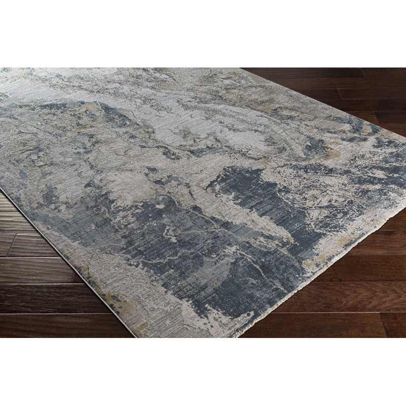 Batres Abstract Light Gray Area Rug, Rectangle 9' x 12'2"