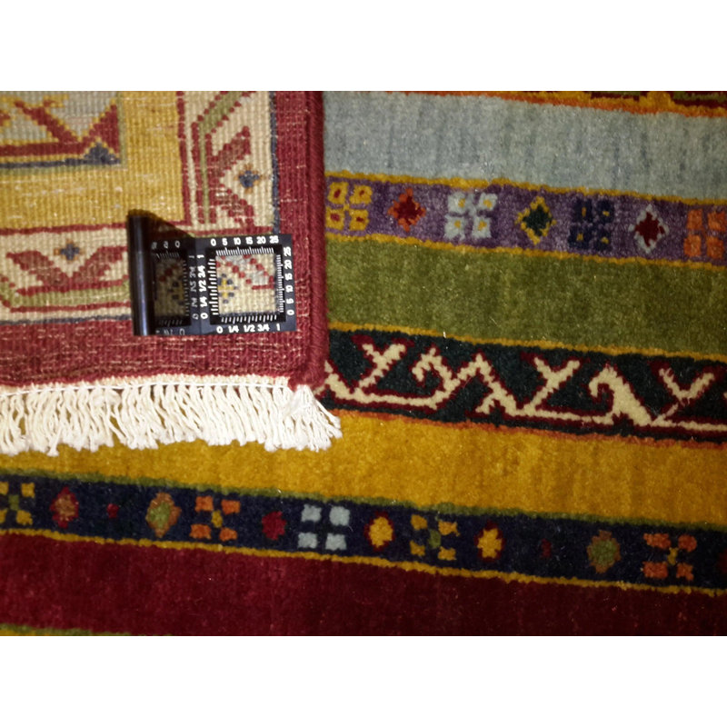 Tapis oriental multicolore en coton / laine de style oriental fait à la main 3 pi x 5 pi Pompilus