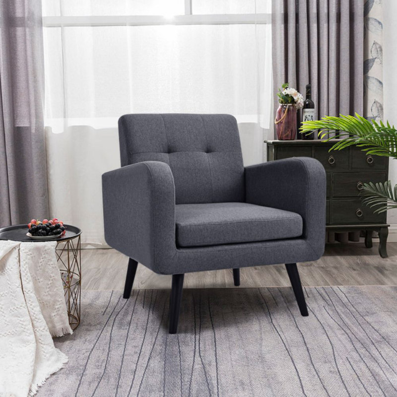 Chaise d'appoint rembourrée Labrenda, Lin gris