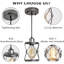 Mini-luminaire suspendu rustique réglable en forme de cage en argent pour café, vestibule - E26, base industrielle avec espace intérieur gris, sous-sol, luminaire encastré