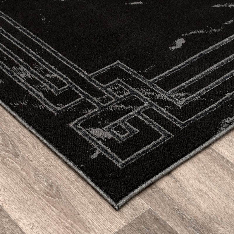Tapis noir / gris / ivoire / beige Monaco Series, Rectangle 5 pi 3 po x 7 pi 3 po
