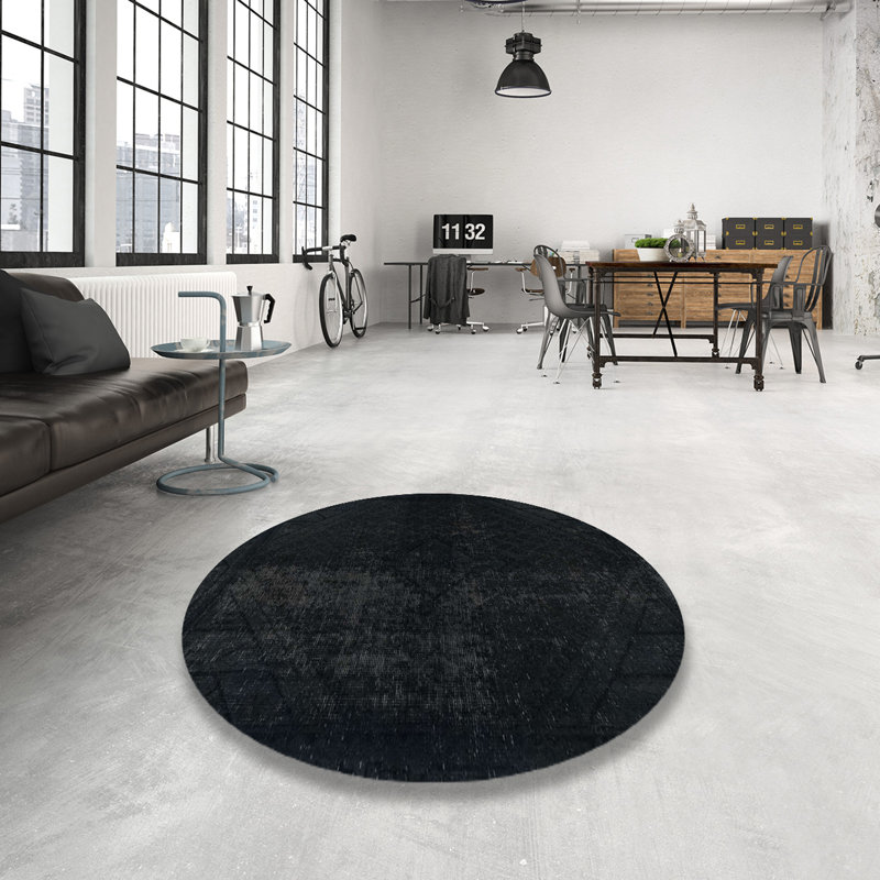 Tapis 100% abstrait 2672 lavable à la machine, Rond 5 pi