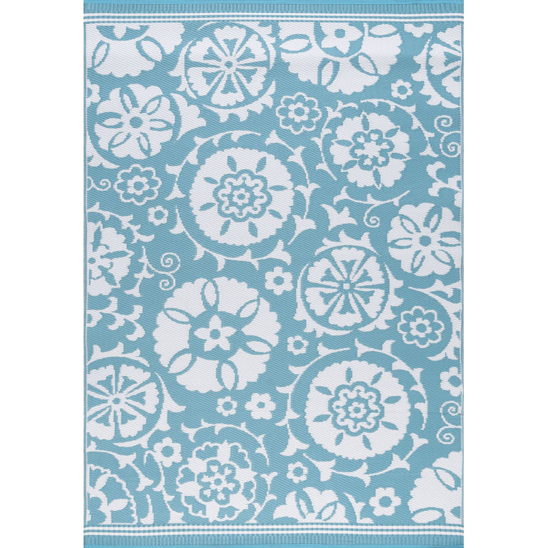 Tapis intérieur / extérieur floral Kamalu, Rectangle 7 pi 10 po x 10 pi 2 po